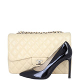 Chanel Classic Single Flap Jumbo | Beige Lambskin