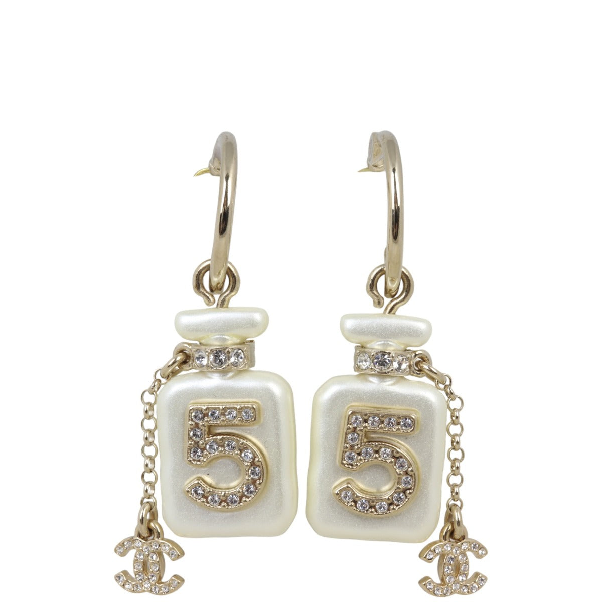 Chanel No.5 Crystal Perfume Bottle Hoop Earrings