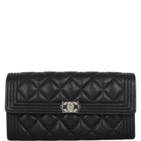 Chanel Boy Long Flap Wallet | Black SHW