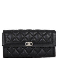Chanel Boy Long Flap Wallet | Black SHW