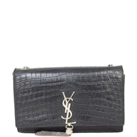 Saint Laurent Kate Tassel Chain Bag Medium Croc-Embossed