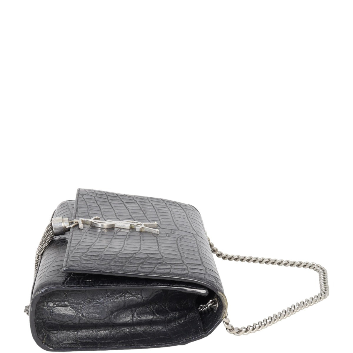 Saint Laurent Kate Tassel Chain Bag Medium Croc-Embossed