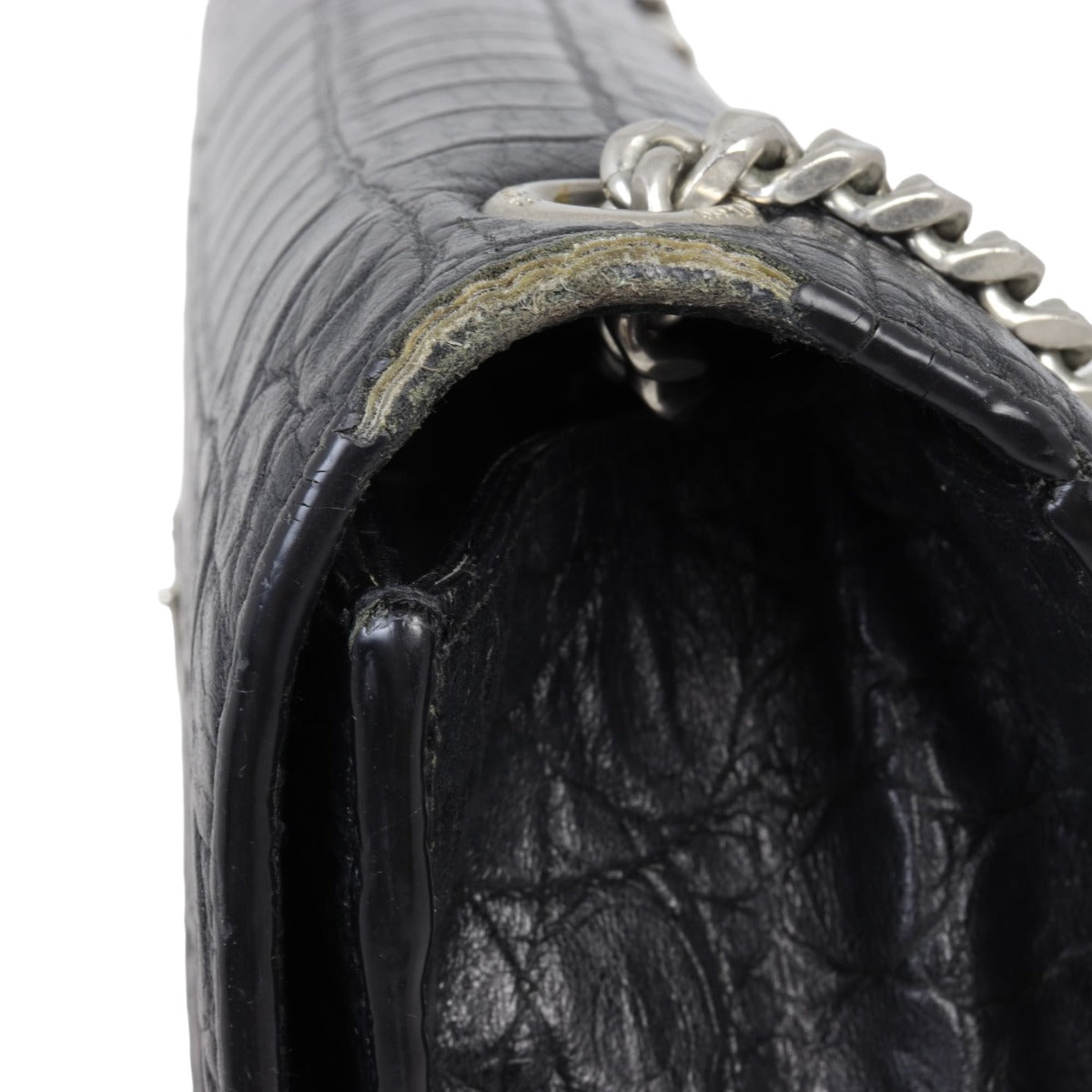 Saint Laurent Kate Tassel Chain Bag Medium Croc-Embossed