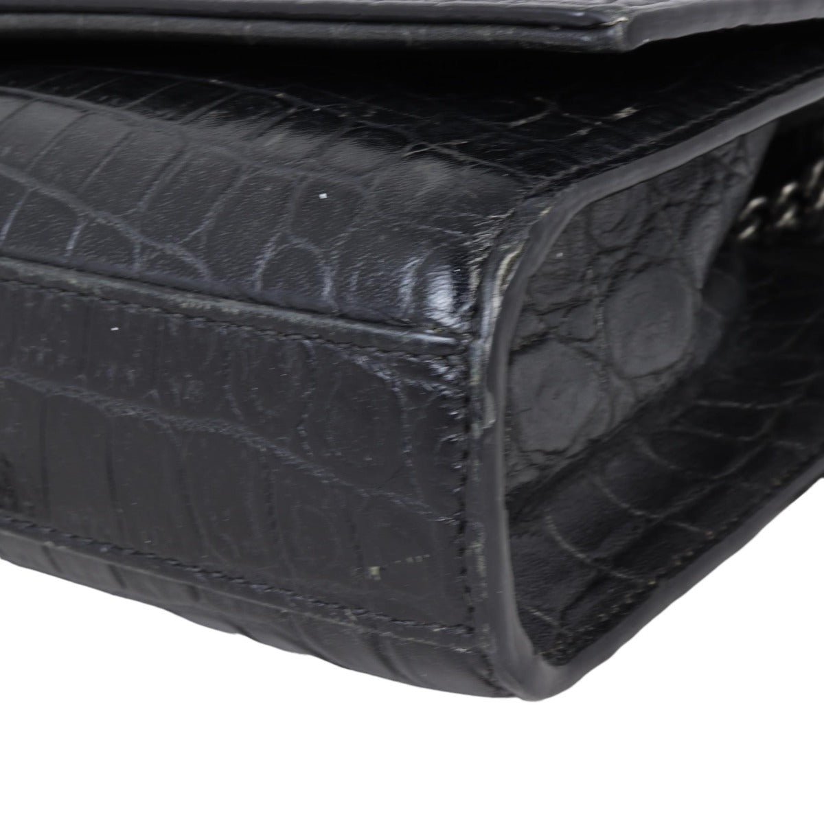 Saint Laurent Kate Tassel Chain Bag Medium Croc-Embossed