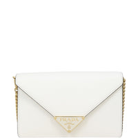 Prada Saffiano Triangle Logo Envelope Shoulder Bag