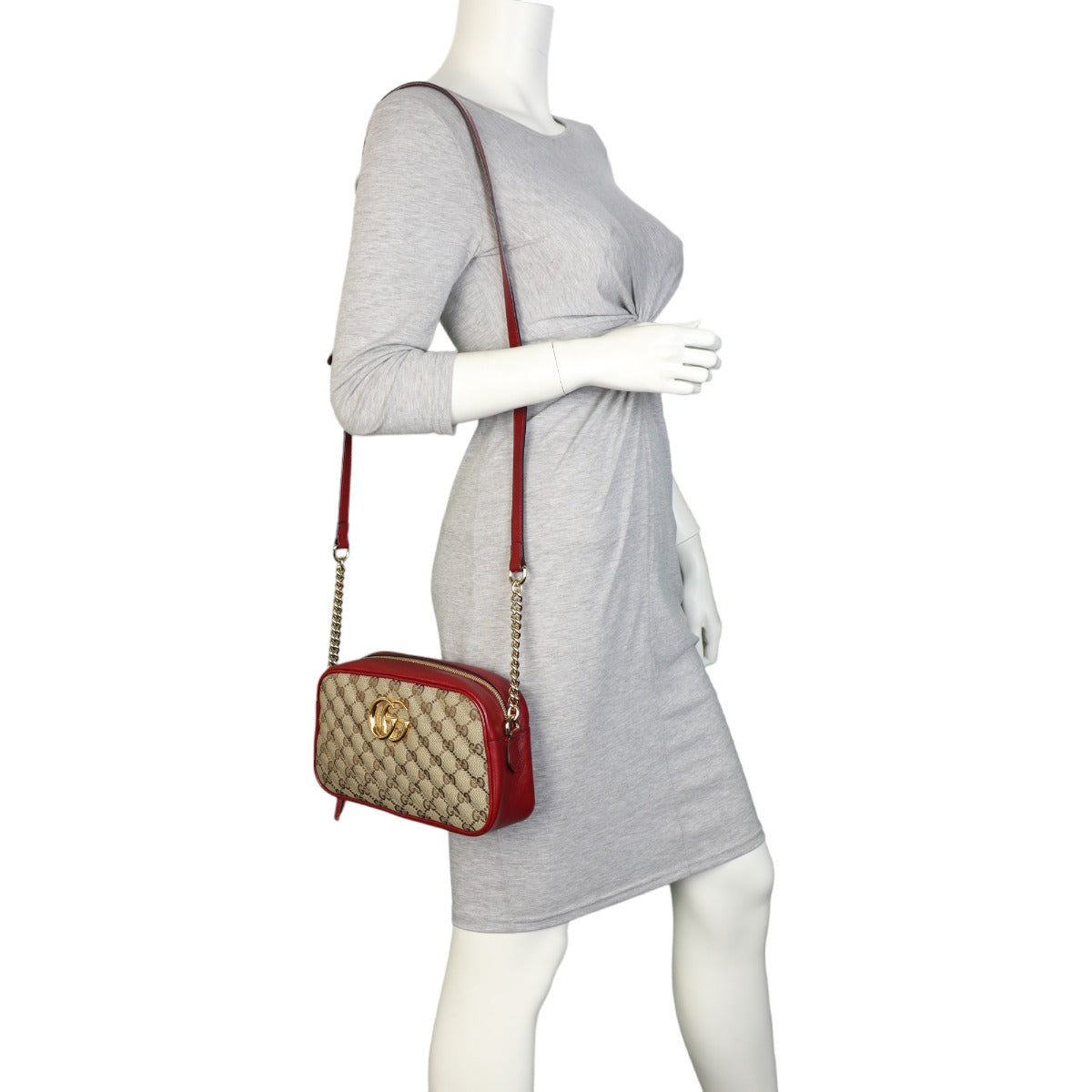 Gucci GG Canvas Marmont Diagonal Small Camera Bag