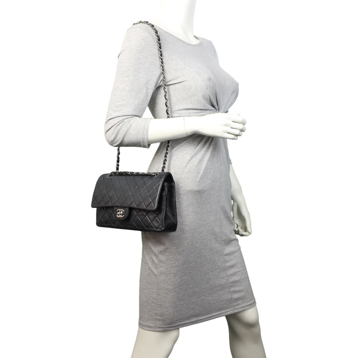 Chanel Classic Double Flap Medium | Black Silver Hardware