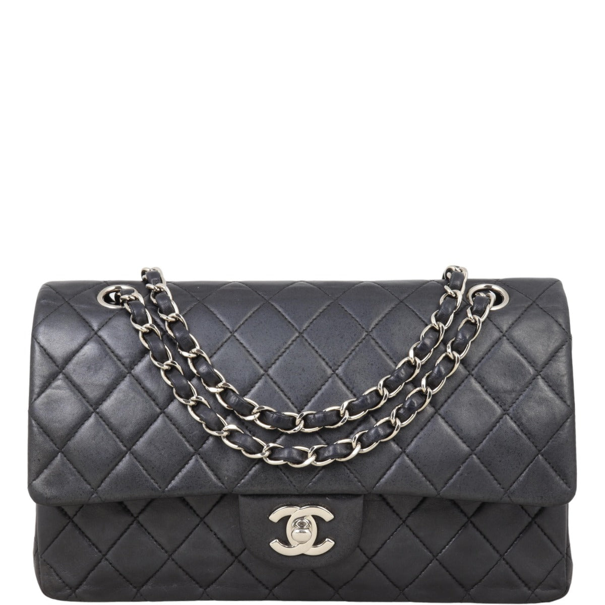 Chanel Classic Double Flap Medium | Black Silver Hardware