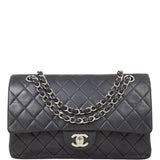 Chanel Classic Double Flap Medium | Black Silver Hardware