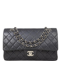 Chanel Classic Double Flap Medium | Black Silver Hardware