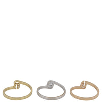 Gucci GG Running Stack Ring Trio 18K Yellow, Rose, White Gold and Diamond