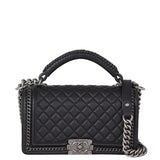 Chanel Boy Paris-Rome Chain Top Handle Old Medium | Black