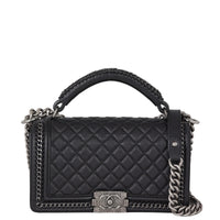 Chanel Boy Paris-Rome Chain Top Handle Old Medium | Black