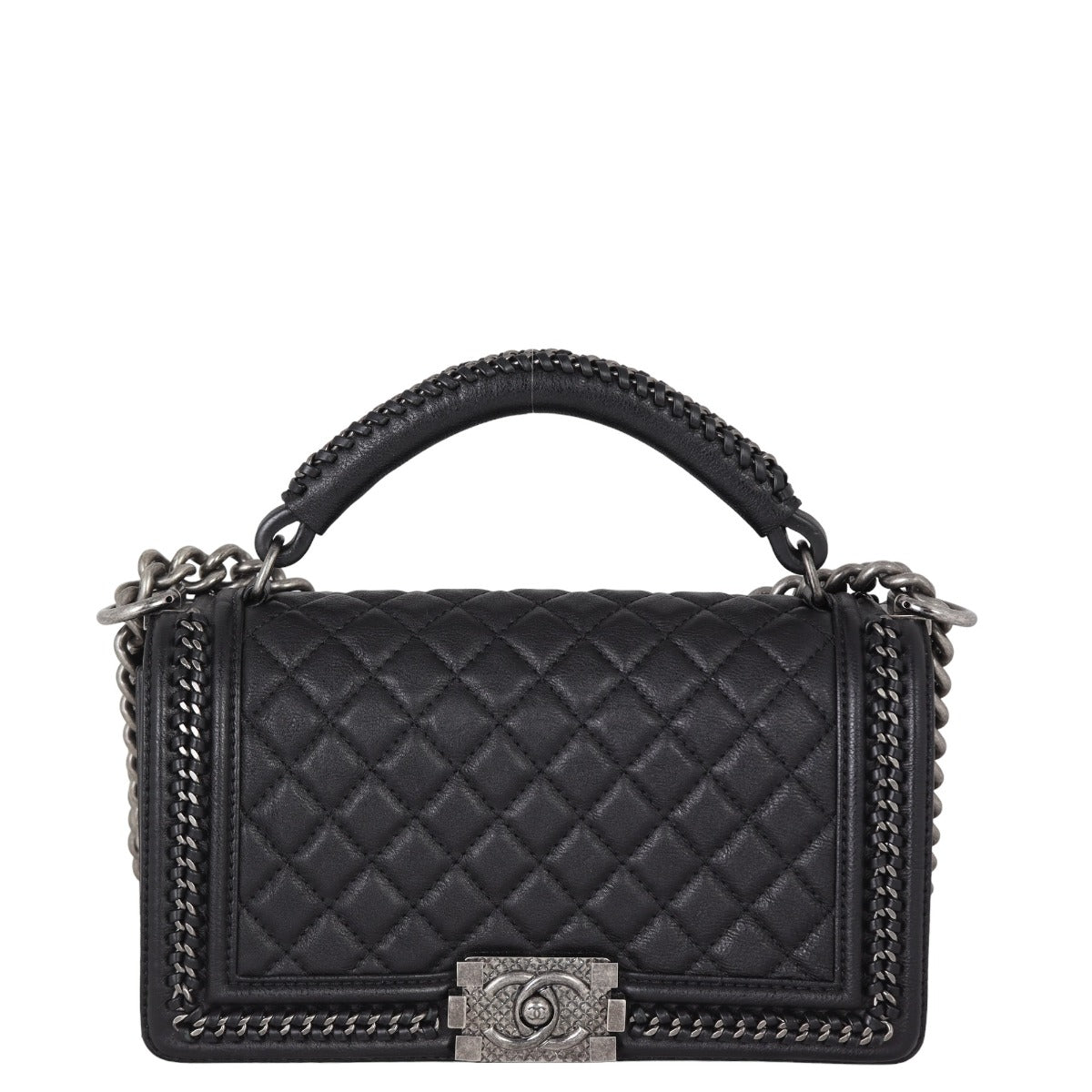 Chanel Boy Paris-Rome Chain Top Handle Old Medium | Black
