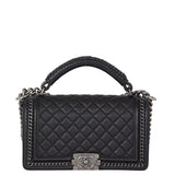 Chanel Boy Paris-Rome Chain Top Handle Old Medium | Black