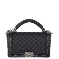 Chanel Boy Paris-Rome Chain Top Handle Old Medium | Black