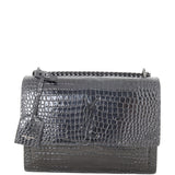 Saint Laurent Sunset Medium Croc-Embossed