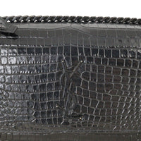 Saint Laurent Sunset Medium Croc-Embossed
