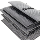 Saint Laurent Sunset Medium Croc-Embossed