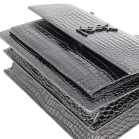 Saint Laurent Sunset Medium Croc-Embossed