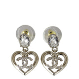 Chanel CC Strass Crystal Heart Drop Earrings