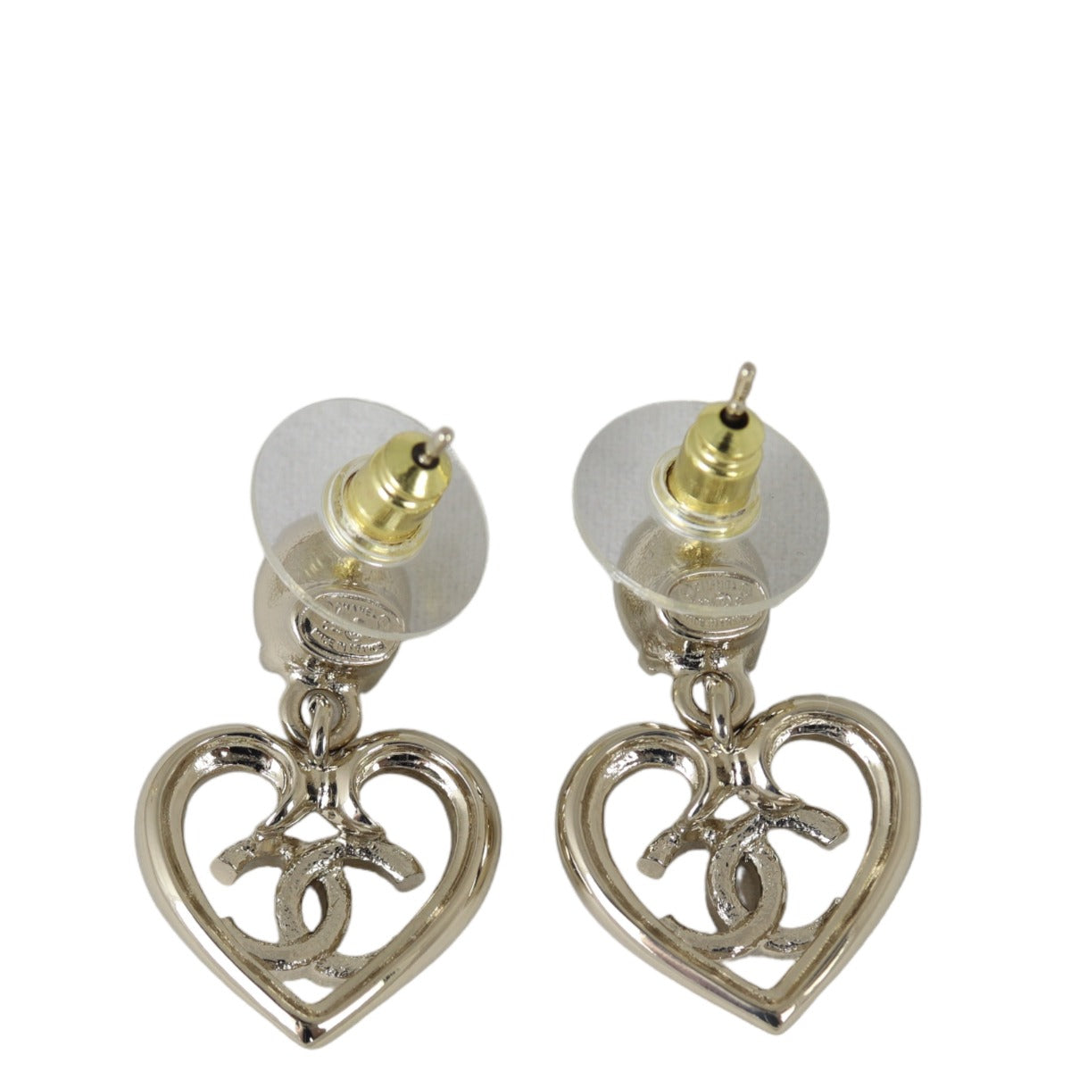 Chanel CC Strass Crystal Heart Drop Earrings