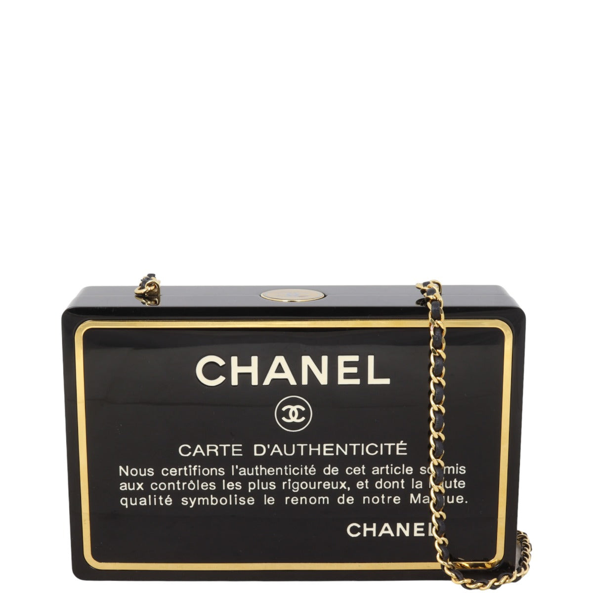 Chanel Authenticity Card Minaudiere Chain Bag Plexiglass