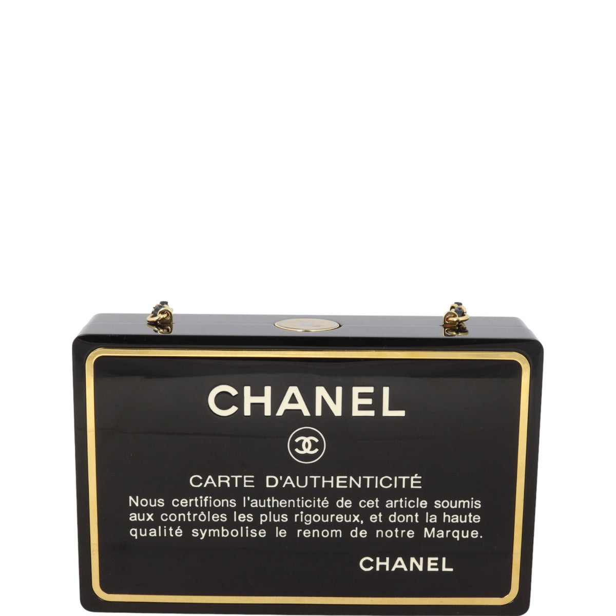 Chanel Authenticity Card Minaudiere Chain Bag Plexiglass