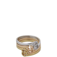 Gucci GG Running Stack Ring Trio 18K Yellow, Rose, White Gold and Diamond