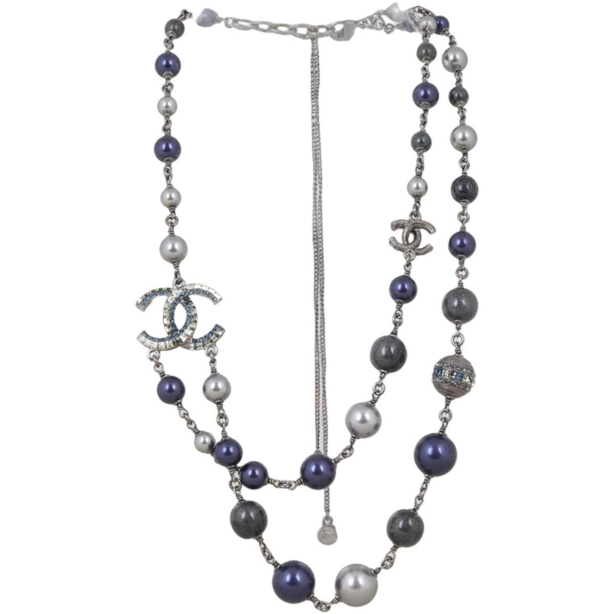 Chanel CC Beaded Double Chain Necklace