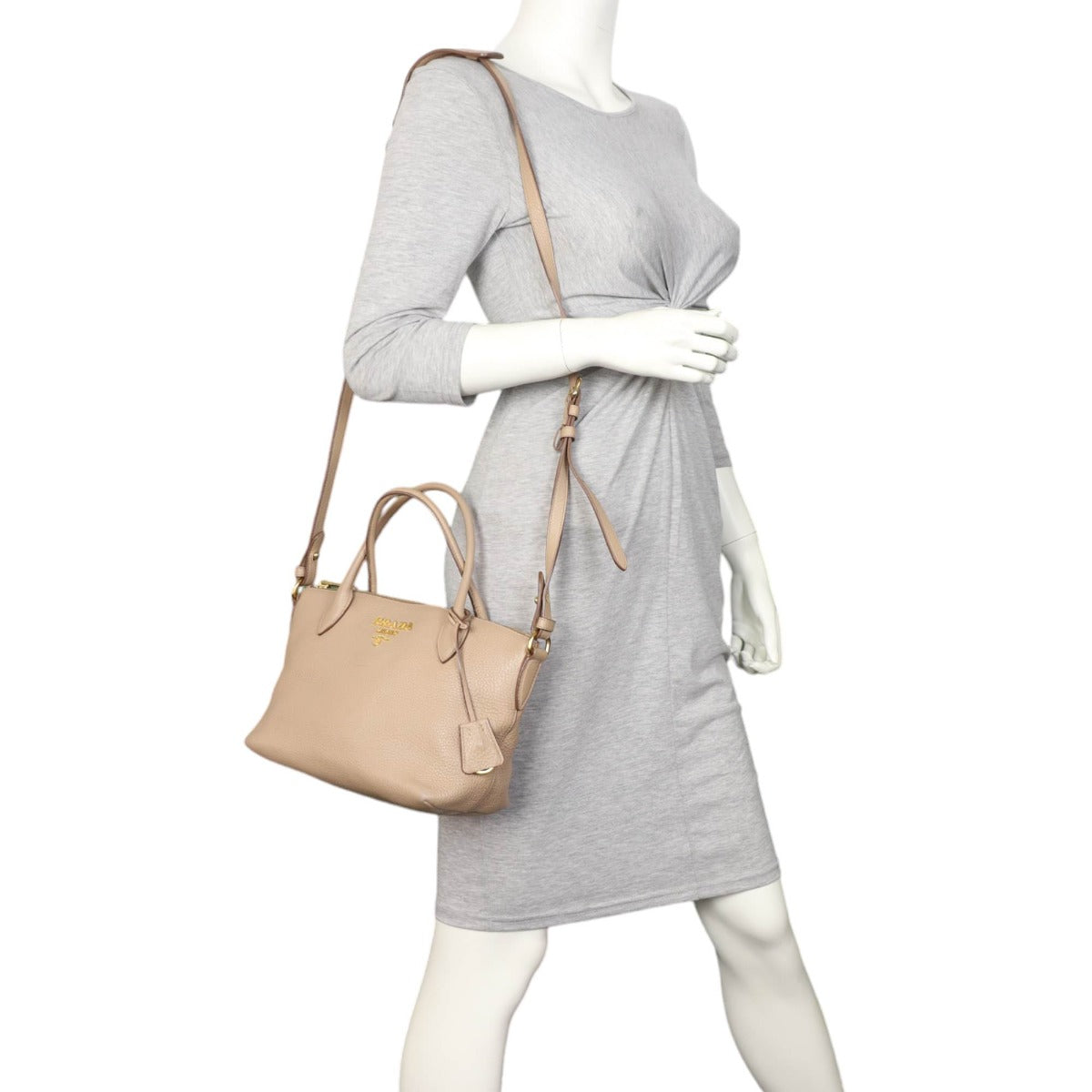 Prada Vitello Daino Small Zip Tote