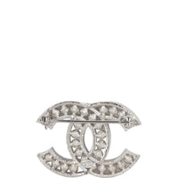 Chanel CC Crystal and Pearl Brooch