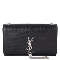 Saint Laurent Kate Tassel Medium Chain Bag Croc-Embossed