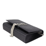 Saint Laurent Kate Tassel Medium Chain Bag Croc-Embossed