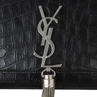 Saint Laurent Kate Tassel Medium Chain Bag Croc-Embossed