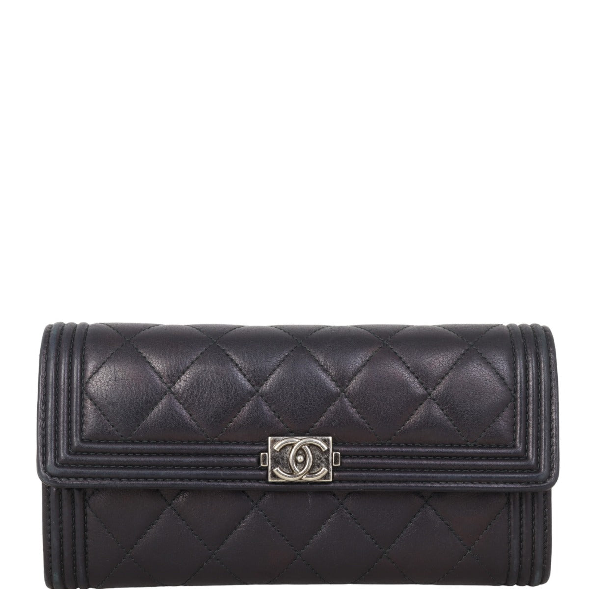 Chanel Boy Long Flap Wallet | Silver Hardware