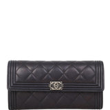 Chanel Boy Long Flap Wallet | Silver Hardware