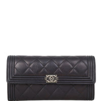 Chanel Boy Long Flap Wallet | Silver Hardware