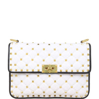 Valentino Rockstud Spike Medium Shoulder Bag Feathers
