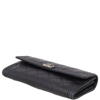 Chanel Boy Long Flap Wallet | Silver Hardware