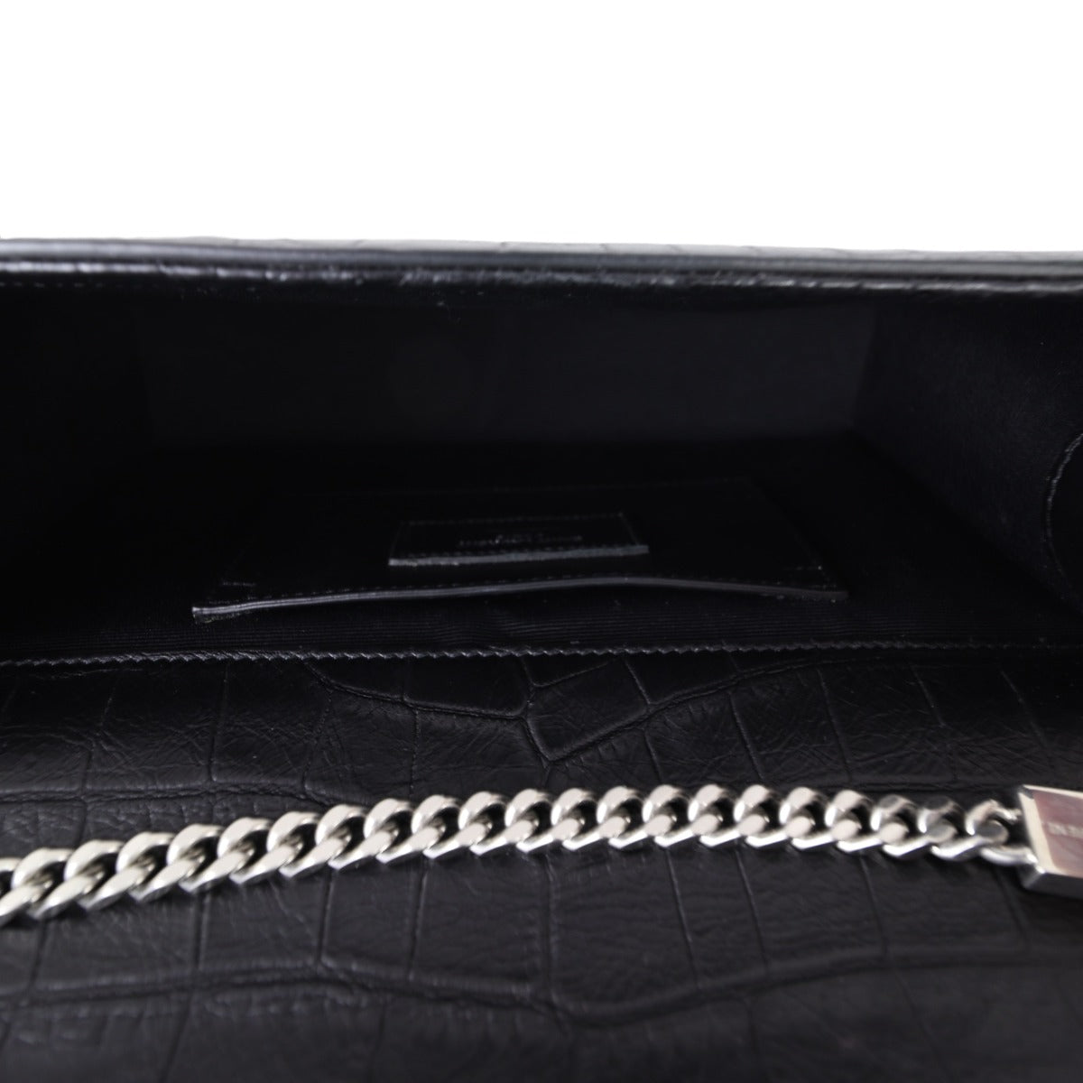 Saint Laurent Kate Tassel Medium Chain Bag Croc-Embossed