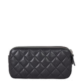Chanel CC Double Zip Clutch with Chain | Black Lambskin