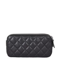 Chanel CC Double Zip Clutch with Chain | Black Lambskin