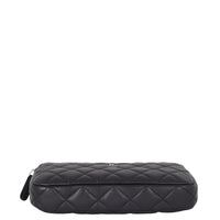 Chanel CC Double Zip Clutch with Chain | Black Lambskin