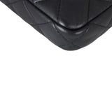 Chanel CC Double Zip Clutch with Chain | Black Lambskin