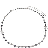 Chanel CC Beaded Long Necklace | Silver Hardware
