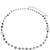 Chanel CC Beaded Long Necklace | Silver Hardware