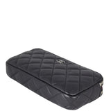 Chanel CC Double Zip Clutch with Chain | Black Lambskin