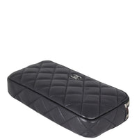 Chanel CC Double Zip Clutch with Chain | Black Lambskin