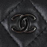 Chanel CC Double Zip Clutch with Chain | Black Lambskin